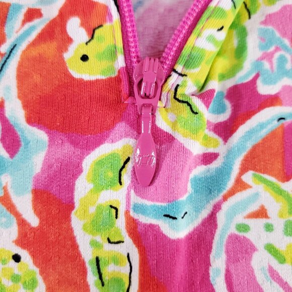 IBKUL Rolling Rock Club Womens XL Turtles at Sea Hot Pink 1/4 Zip Golf Pullover - Picture 9 of 15